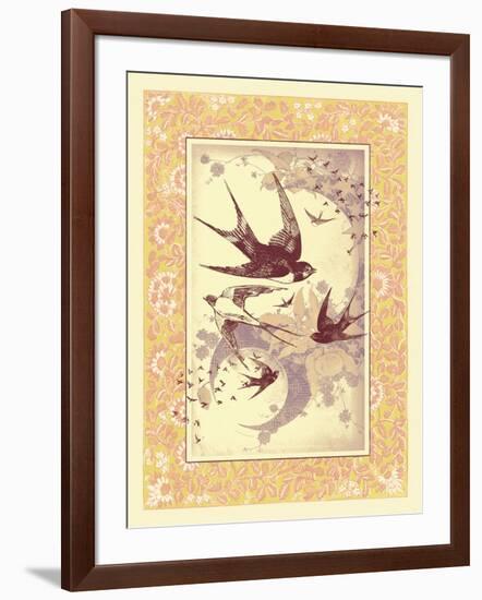 Vintage Swallows-null-Framed Art Print