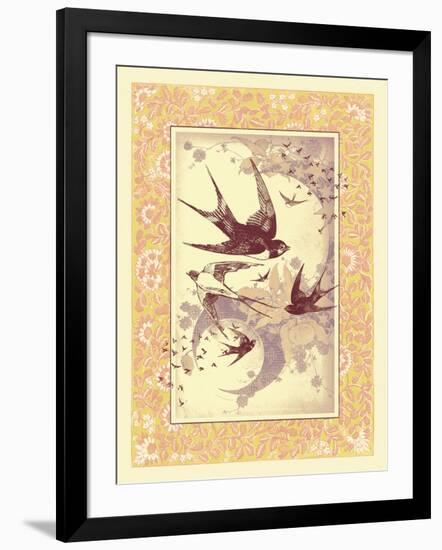 Vintage Swallows-null-Framed Art Print