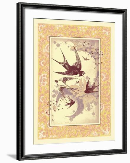 Vintage Swallows-null-Framed Art Print