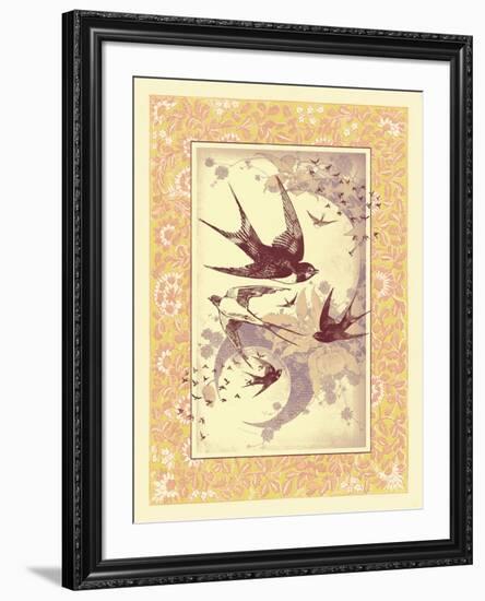 Vintage Swallows-null-Framed Art Print