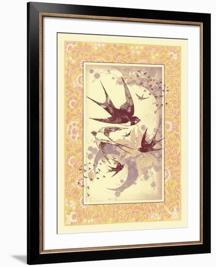 Vintage Swallows-null-Framed Art Print