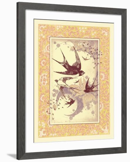 Vintage Swallows-null-Framed Art Print