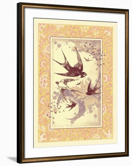 Vintage Swallows-null-Framed Art Print