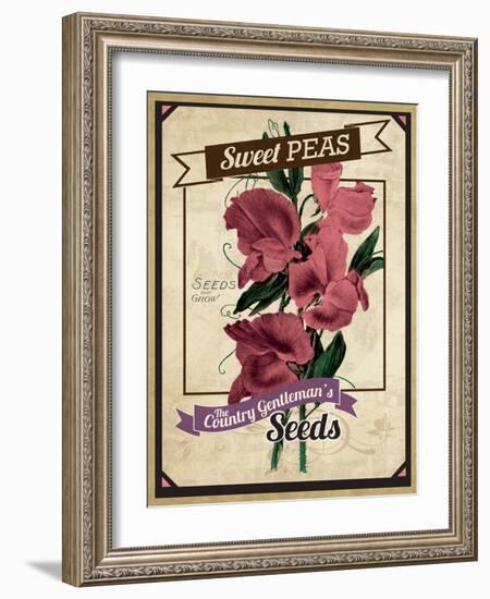 Vintage Sweet Peas Packet-null-Framed Giclee Print