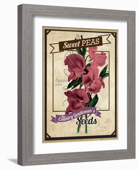 Vintage Sweet Peas Packet-null-Framed Giclee Print