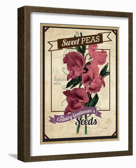 Vintage Sweet Peas Packet-null-Framed Giclee Print