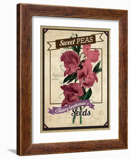 Vintage Sweet Peas Packet-null-Framed Giclee Print