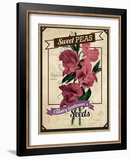 Vintage Sweet Peas Packet-null-Framed Giclee Print