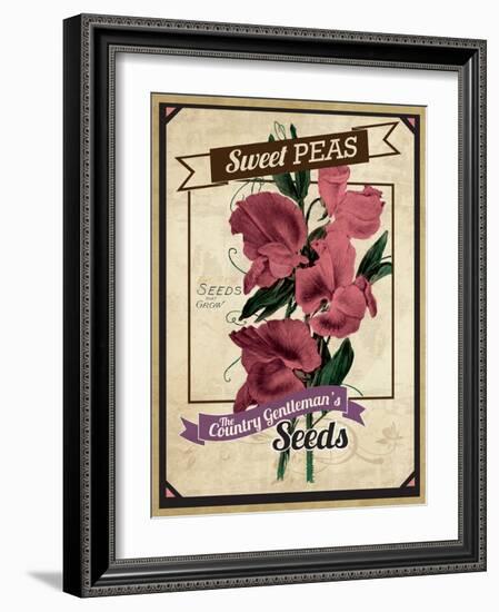 Vintage Sweet Peas Packet-null-Framed Giclee Print