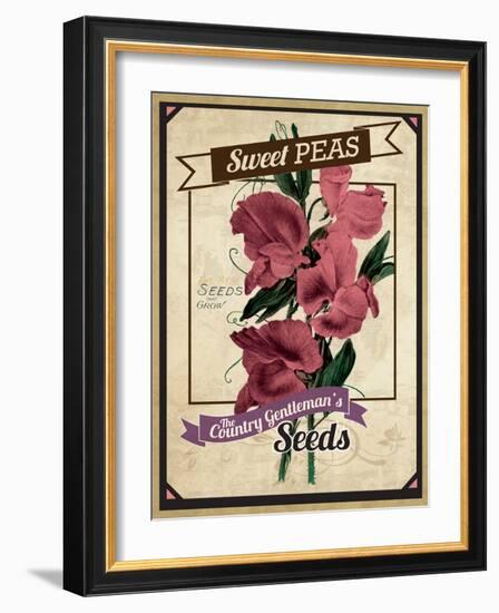 Vintage Sweet Peas Packet-null-Framed Giclee Print