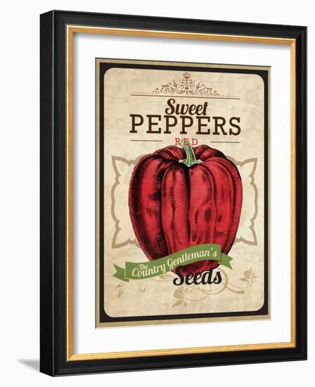Vintage Sweet Pepper Seed Packet-null-Framed Giclee Print