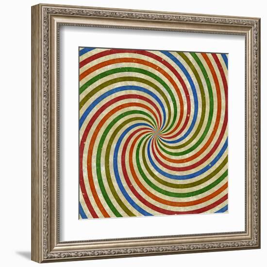 Vintage Swirling Rays Illustration-Kamira-Framed Art Print