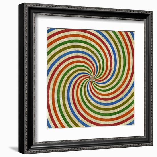 Vintage Swirling Rays Illustration-Kamira-Framed Art Print