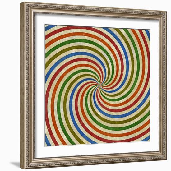 Vintage Swirling Rays Illustration-Kamira-Framed Art Print