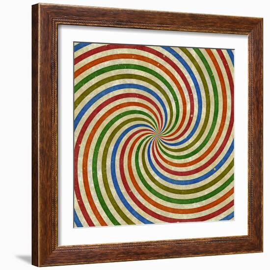 Vintage Swirling Rays Illustration-Kamira-Framed Art Print