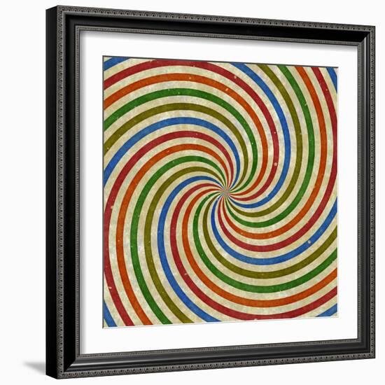 Vintage Swirling Rays Illustration-Kamira-Framed Art Print