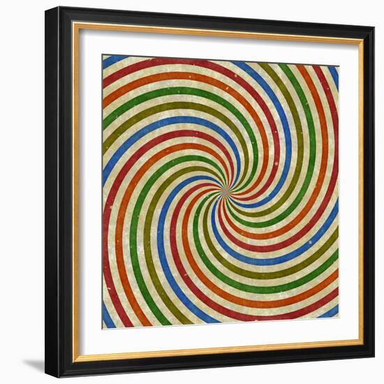 Vintage Swirling Rays Illustration-Kamira-Framed Art Print