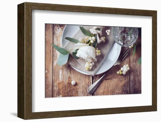 Vintage Table Setting with Floral Decorations-manera-Framed Photographic Print