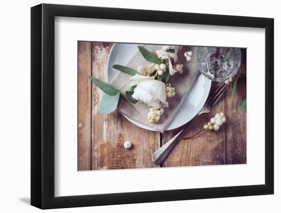 Vintage Table Setting with Floral Decorations-manera-Framed Photographic Print