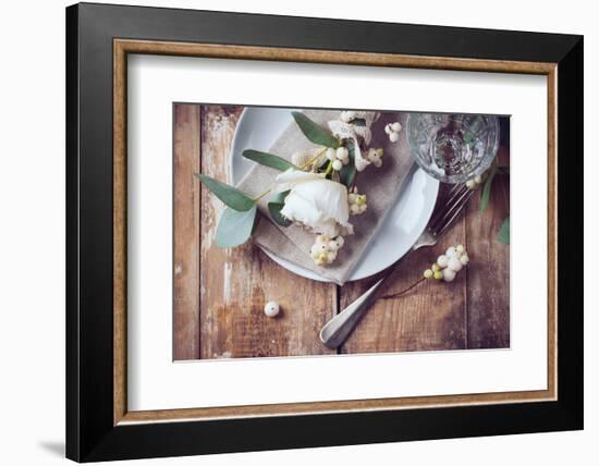 Vintage Table Setting with Floral Decorations-manera-Framed Photographic Print