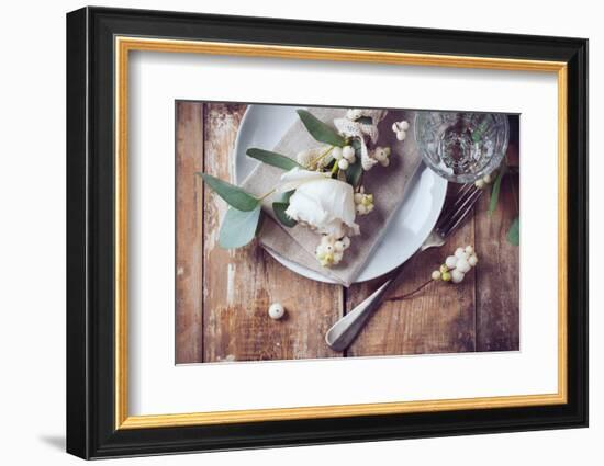 Vintage Table Setting with Floral Decorations-manera-Framed Photographic Print