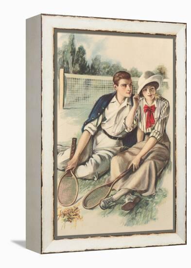 Vintage Tennis Couple-null-Framed Stretched Canvas