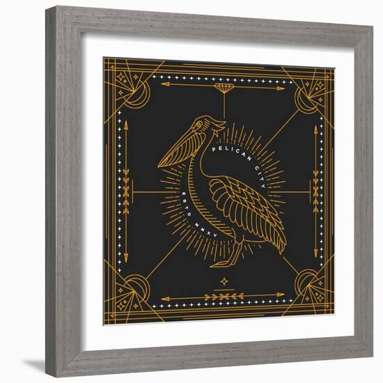 Vintage Thin Line Bird Label-karnoff-Framed Art Print