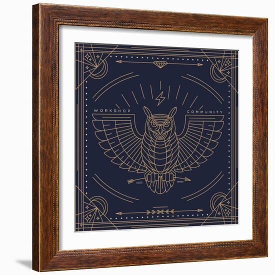 Vintage Thin Line Bird Label-karnoff-Framed Art Print