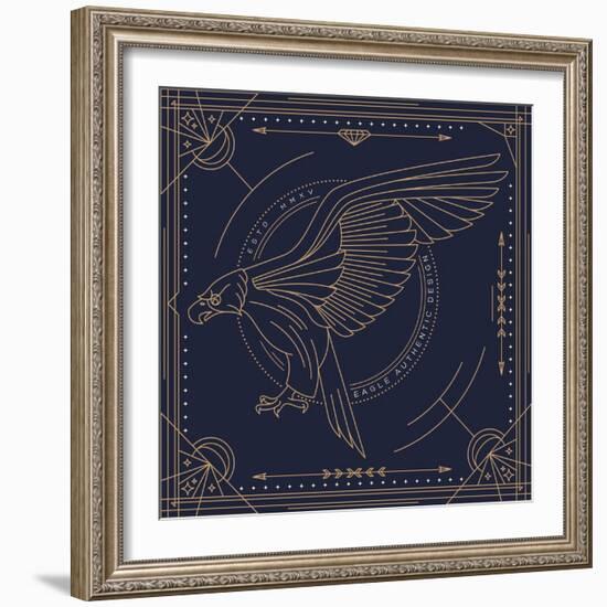 Vintage Thin Line Bird Label-karnoff-Framed Art Print