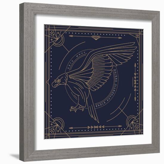 Vintage Thin Line Bird Label-karnoff-Framed Art Print