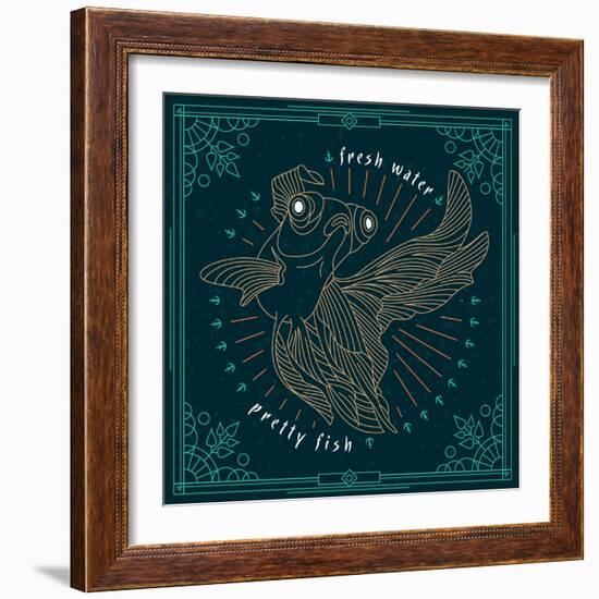 Vintage Thin Line Fish Label-karnoff-Framed Art Print