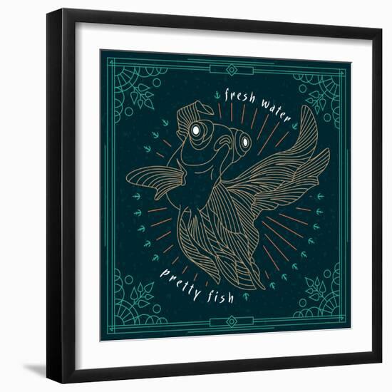 Vintage Thin Line Fish Label-karnoff-Framed Art Print