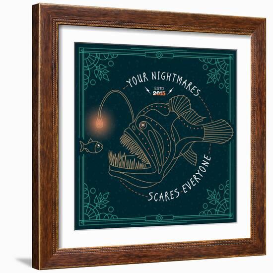 Vintage Thin Line Fish Label-karnoff-Framed Art Print