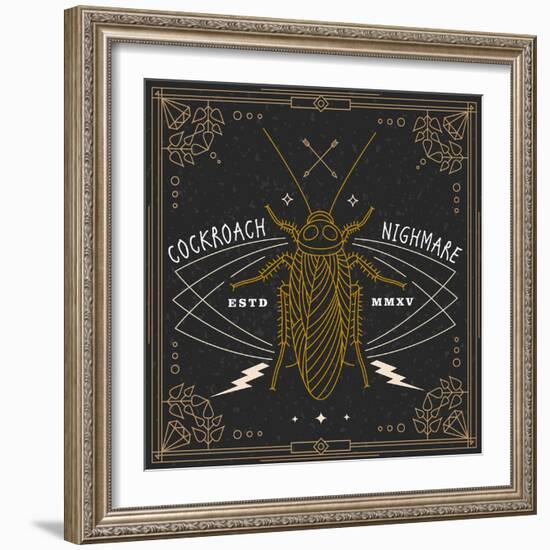 Vintage Thin Line Insect Label-karnoff-Framed Art Print