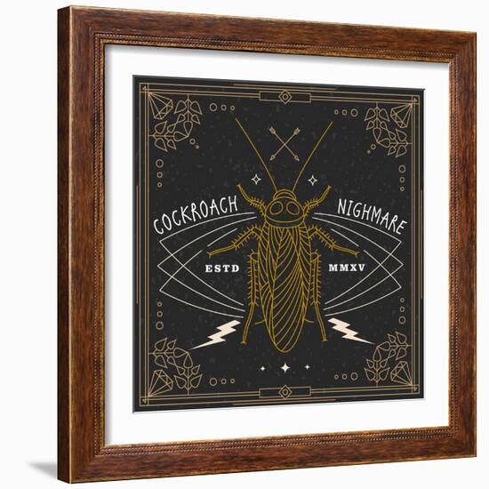 Vintage Thin Line Insect Label-karnoff-Framed Art Print
