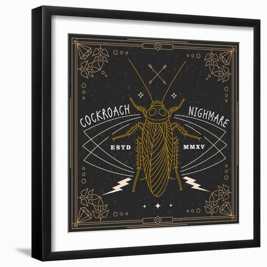 Vintage Thin Line Insect Label-karnoff-Framed Art Print