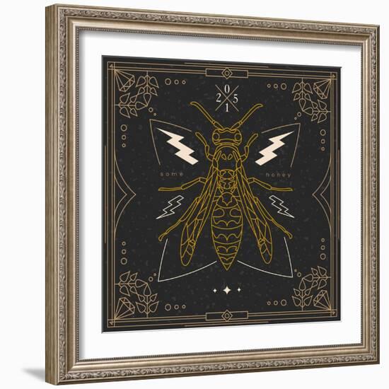 Vintage Thin Line Insect Label-karnoff-Framed Art Print