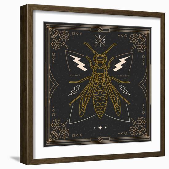 Vintage Thin Line Insect Label-karnoff-Framed Art Print