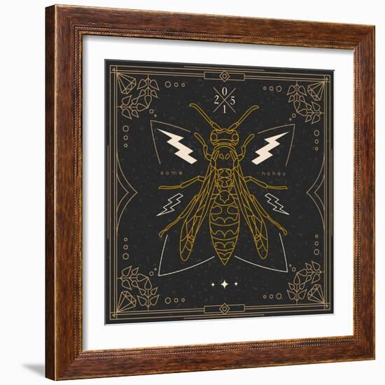 Vintage Thin Line Insect Label-karnoff-Framed Art Print