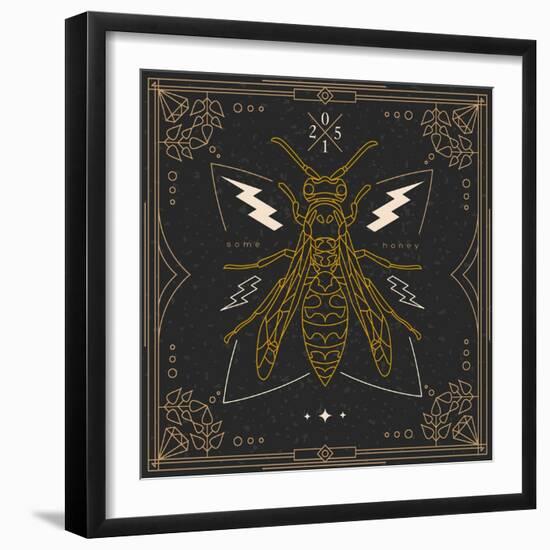 Vintage Thin Line Insect Label-karnoff-Framed Art Print