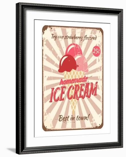 Vintage Tin Sign for Ice Cream-null-Framed Art Print