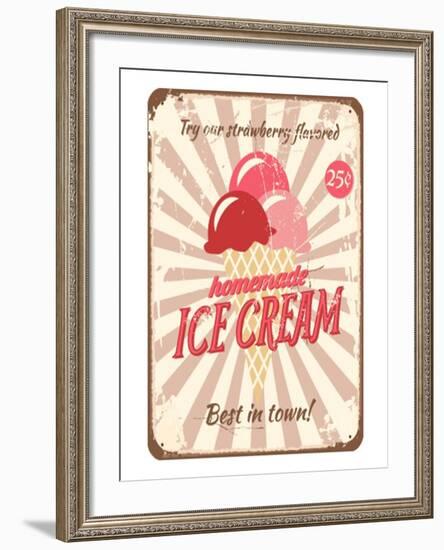 Vintage Tin Sign for Ice Cream-null-Framed Art Print