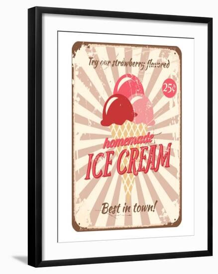 Vintage Tin Sign for Ice Cream--Framed Art Print