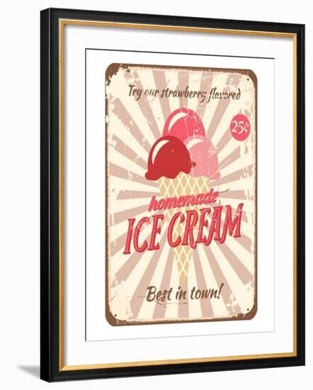 Vintage Tin Sign for Ice Cream-null-Framed Art Print