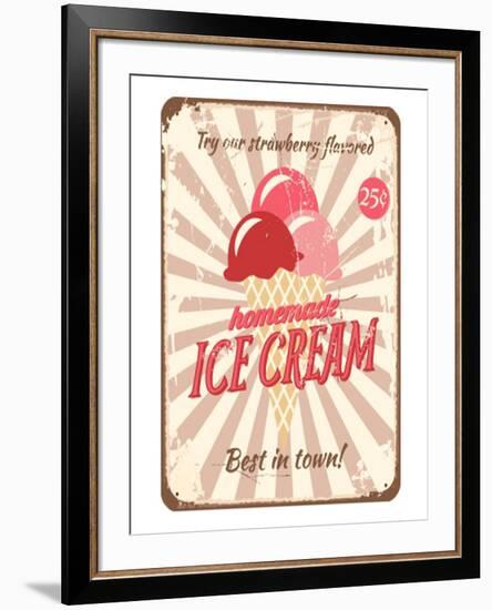 Vintage Tin Sign for Ice Cream-null-Framed Art Print