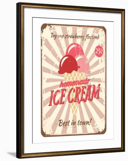 Vintage Tin Sign for Ice Cream-null-Framed Art Print