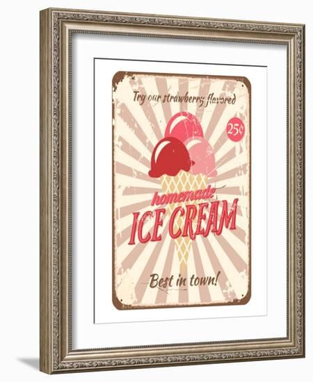 Vintage Tin Sign for Ice Cream-null-Framed Premium Giclee Print