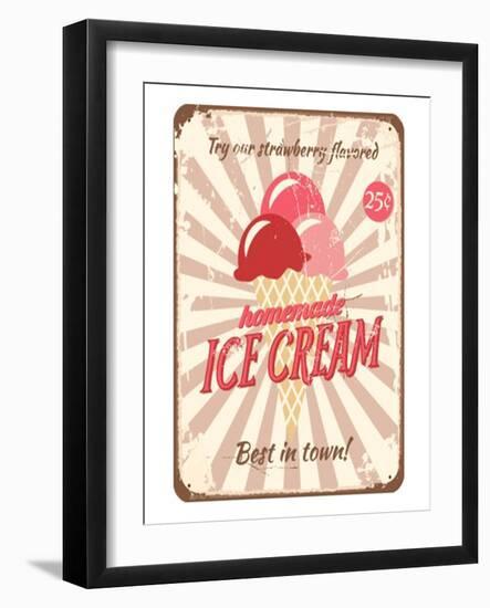 Vintage Tin Sign for Ice Cream-null-Framed Premium Giclee Print