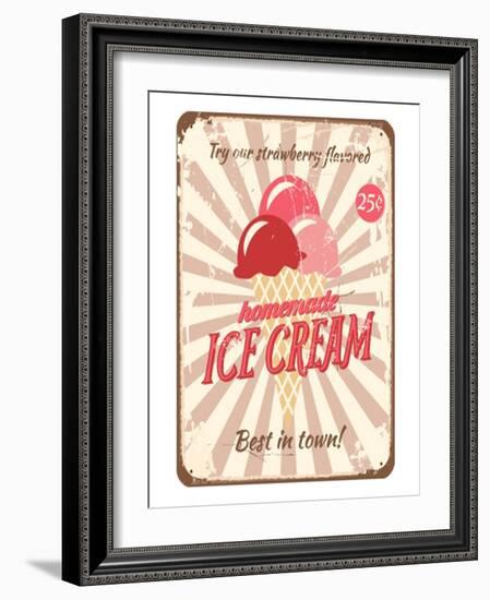 Vintage Tin Sign for Ice Cream-null-Framed Premium Giclee Print