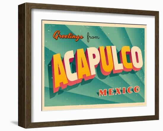 Vintage Touristic Greeting Card - Acapulco, Mexico-Real Callahan-Framed Art Print